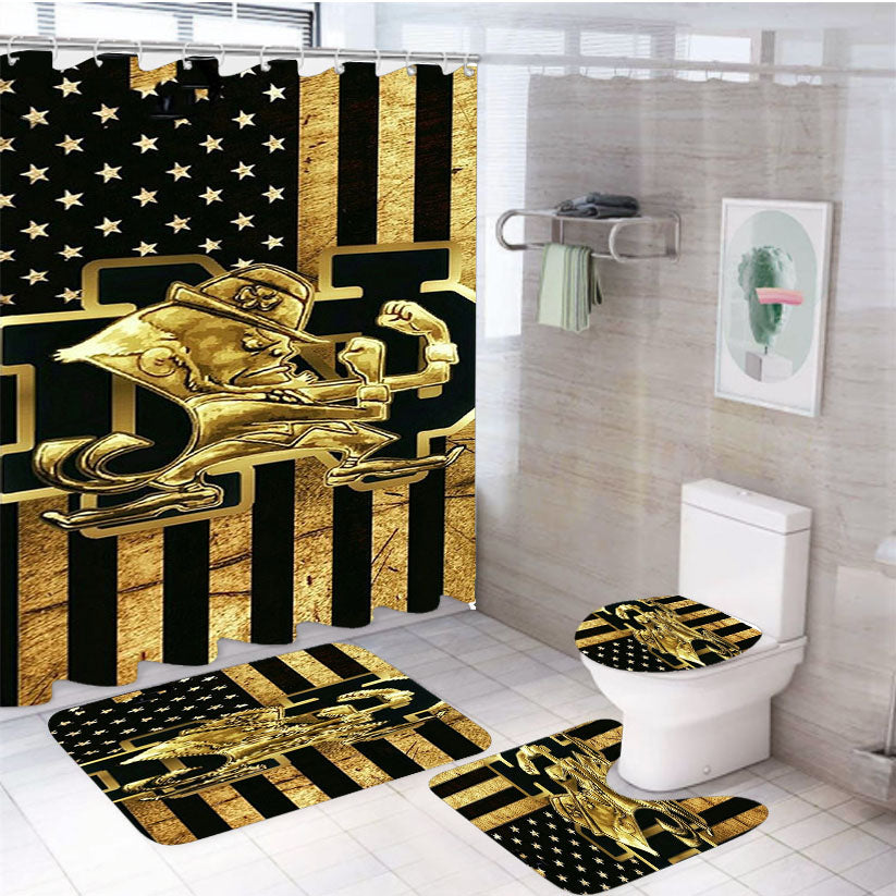 Notre Dame Fighting Irish Gold Usa 4Pcs Bathroom Set Shower Curtain