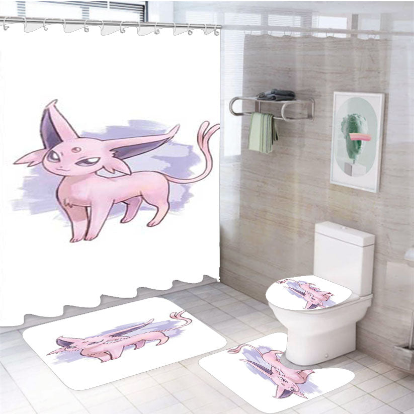 Pokemon Espeon 4Pcs Bathroom Set Shower Curtain