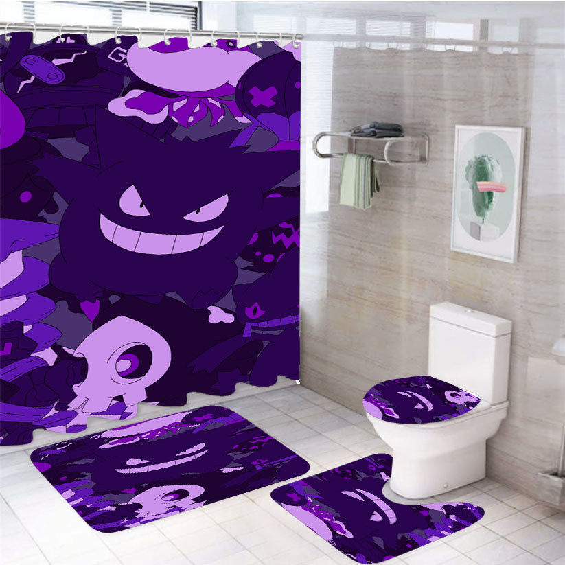 Pokemon Gengar 4Pcs Bathroom Set Shower Curtain