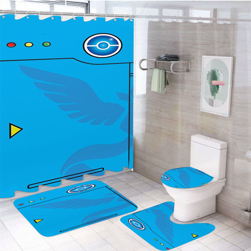 Pokemon Go Mystic Team Pokedex 4Pcs Bathroom Set Shower Curtain