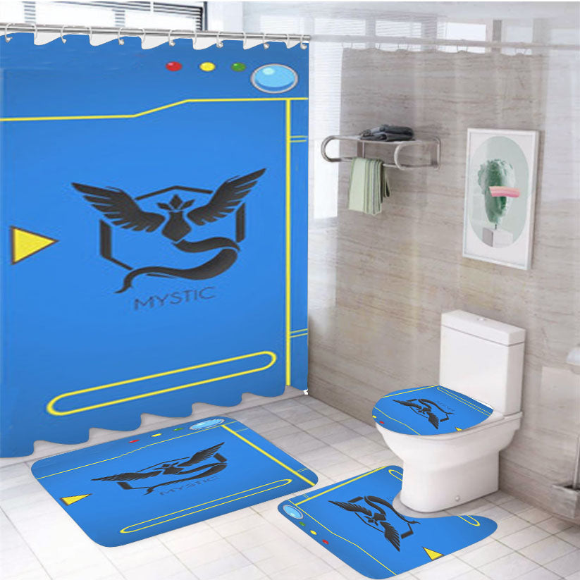 Pokemon Go Team Mystic Pokedex 4Pcs Bathroom Set Shower Curtain