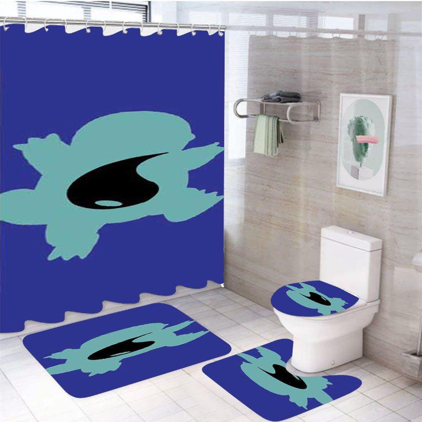 Pokemon Squirtle Silhouette 4Pcs Bathroom Set Shower Curtain
