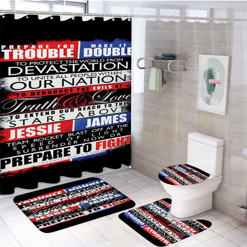 Pokemon Team Rocket Motto 4Pcs Bathroom Set Shower Curtain