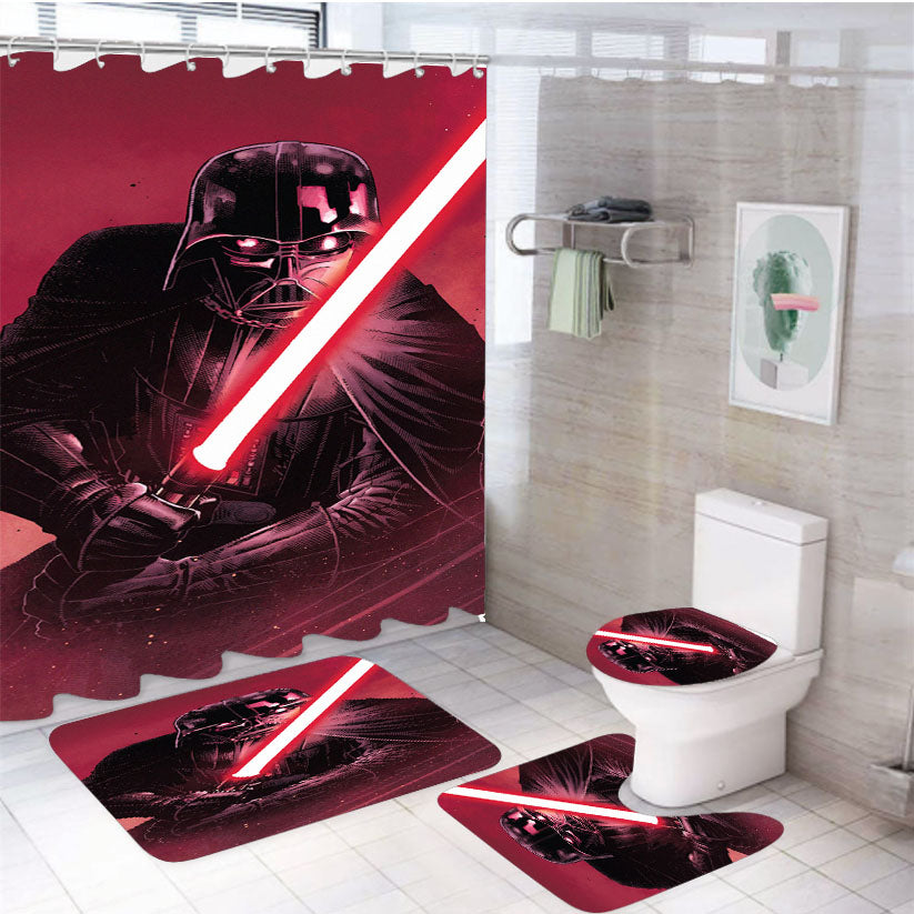 Red Darth Vader 4Pcs Bathroom Set Shower Curtain