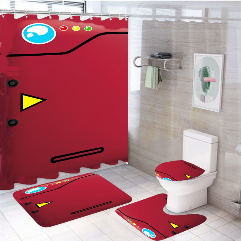 Red Pokedex Pokemon And Sailor Moon 4Pcs Bathroom Set Shower Curtain