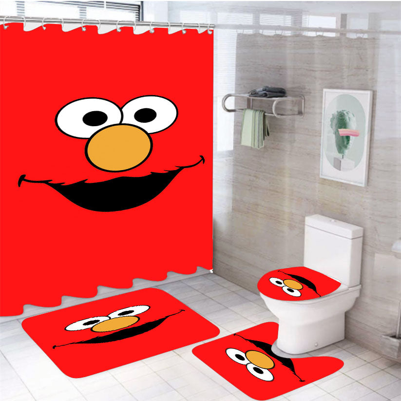 Sesame Street Elmo 4Pcs Bathroom Set Shower Curtain