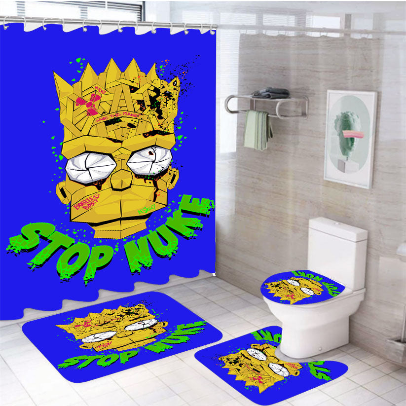 Simpson Bart Simpson Stop Nuke 4Pcs Bathroom Set Shower Curtain