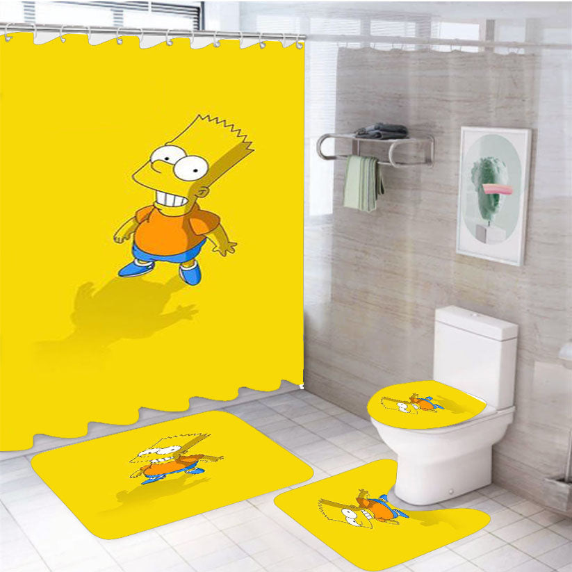 Simpsons 4Pcs Bathroom Set Shower Curtain