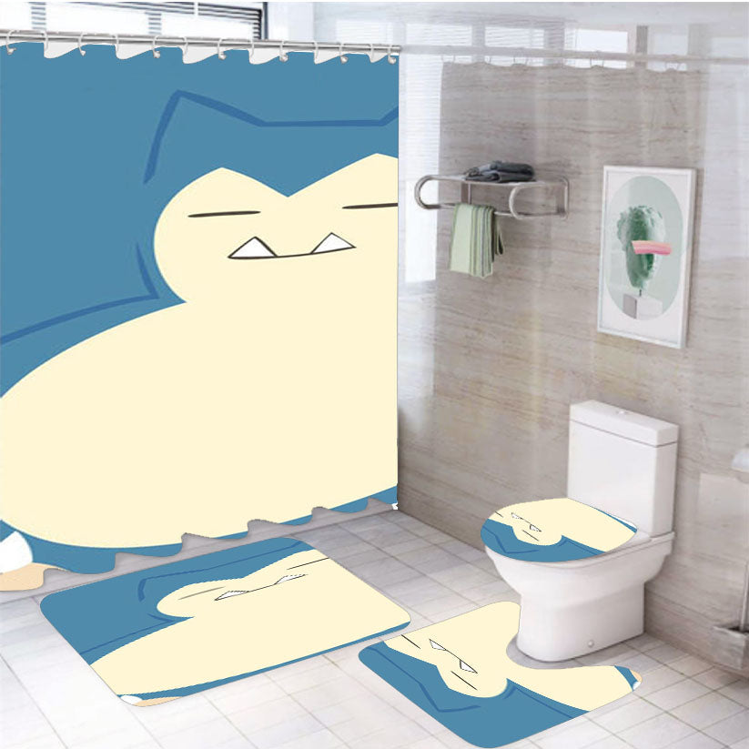 Snorlax Pokemon 4Pcs Bathroom Set Shower Curtain