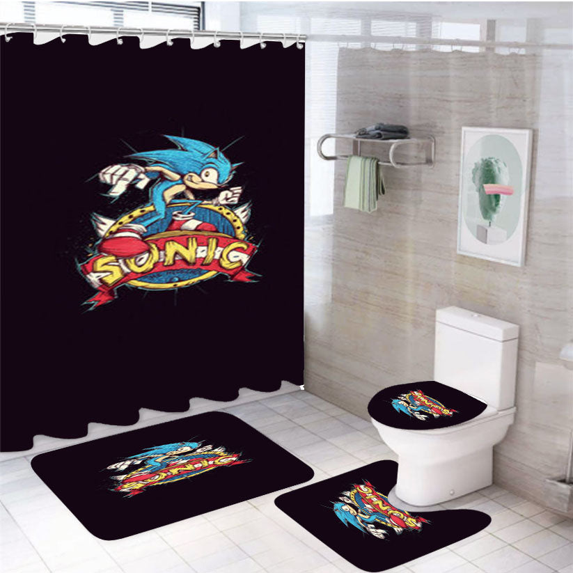 Sonic The Hedgehog 4 4Pcs Bathroom Set Shower Curtain