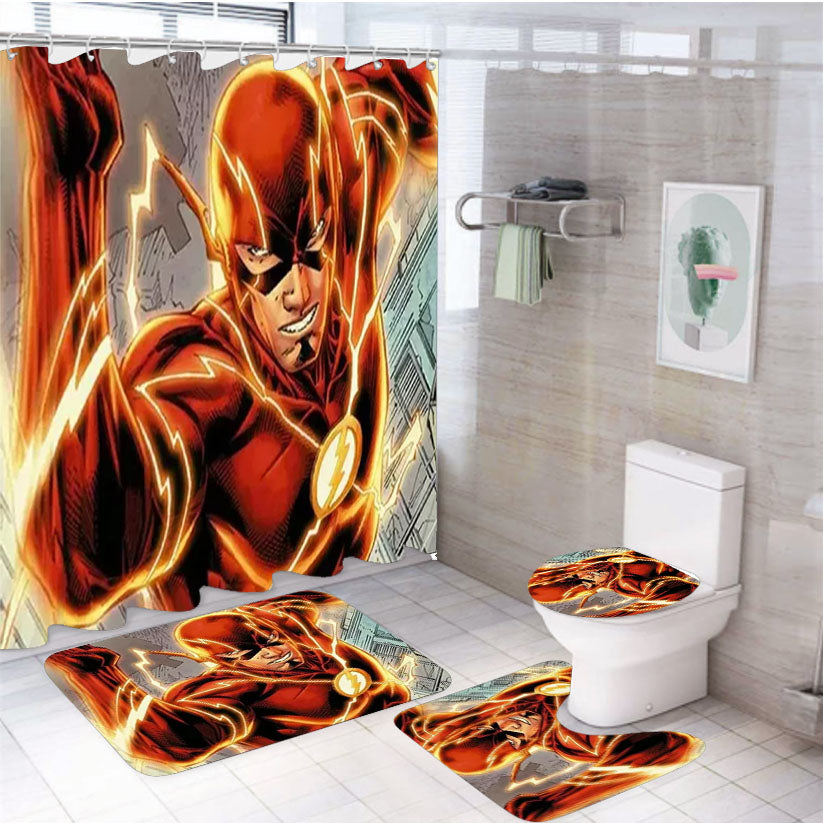 The Flash Artwork 4Pcs Bathroom Set Shower Curtain