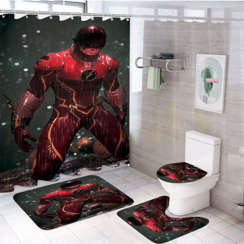 The Flash Artwork Poster 4Pcs Bathroom Set Shower Curtain