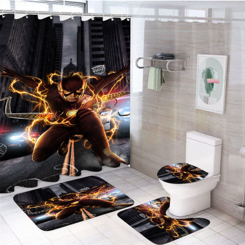 The Flash Dc Series 4Pcs Bathroom Set Shower Curtain