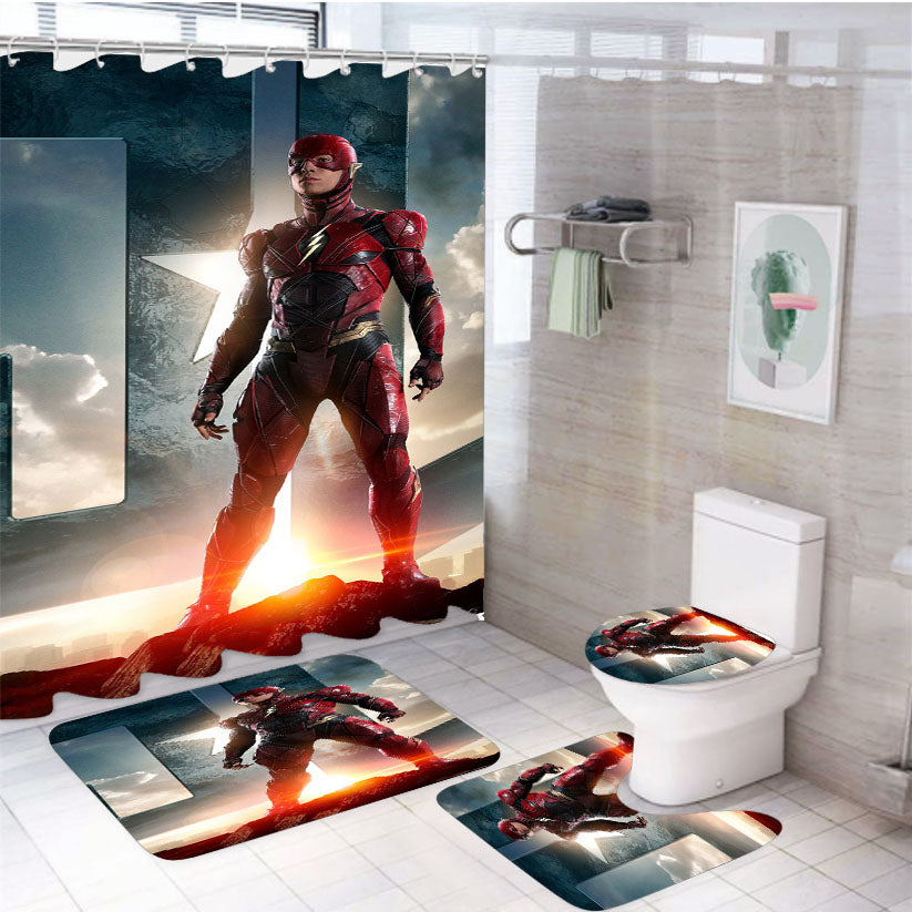 The Flash Justice League 4Pcs Bathroom Set Shower Curtain