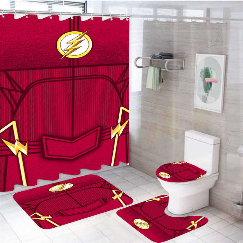 The Flash Red Body Custome Suit 4Pcs Bathroom Set Shower Curtain