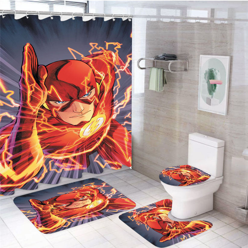 The Flash Running With Power 4Pcs Bathroom Set Shower Curtain