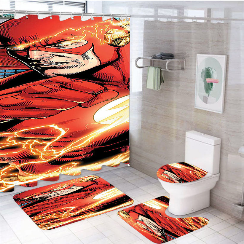 The Flash Speed 4Pcs Bathroom Set Shower Curtain