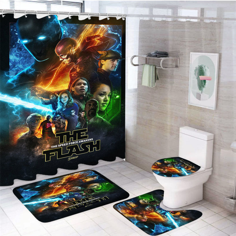 The Flash Speed Force Awakens 4Pcs Bathroom Set Shower Curtain
