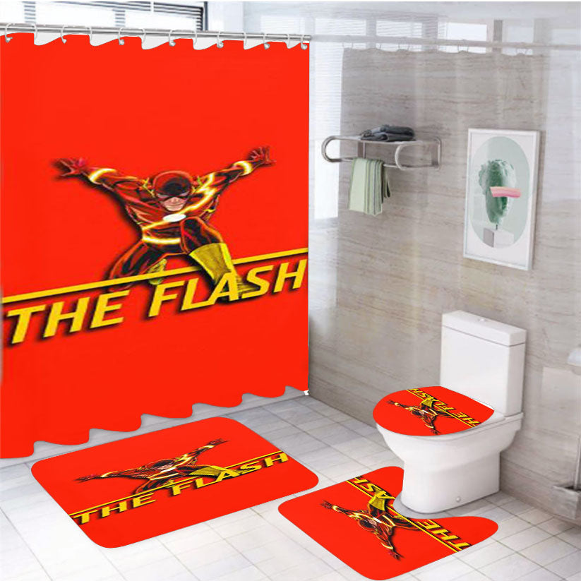 The Flash Speedster 4Pcs Bathroom Set Shower Curtain