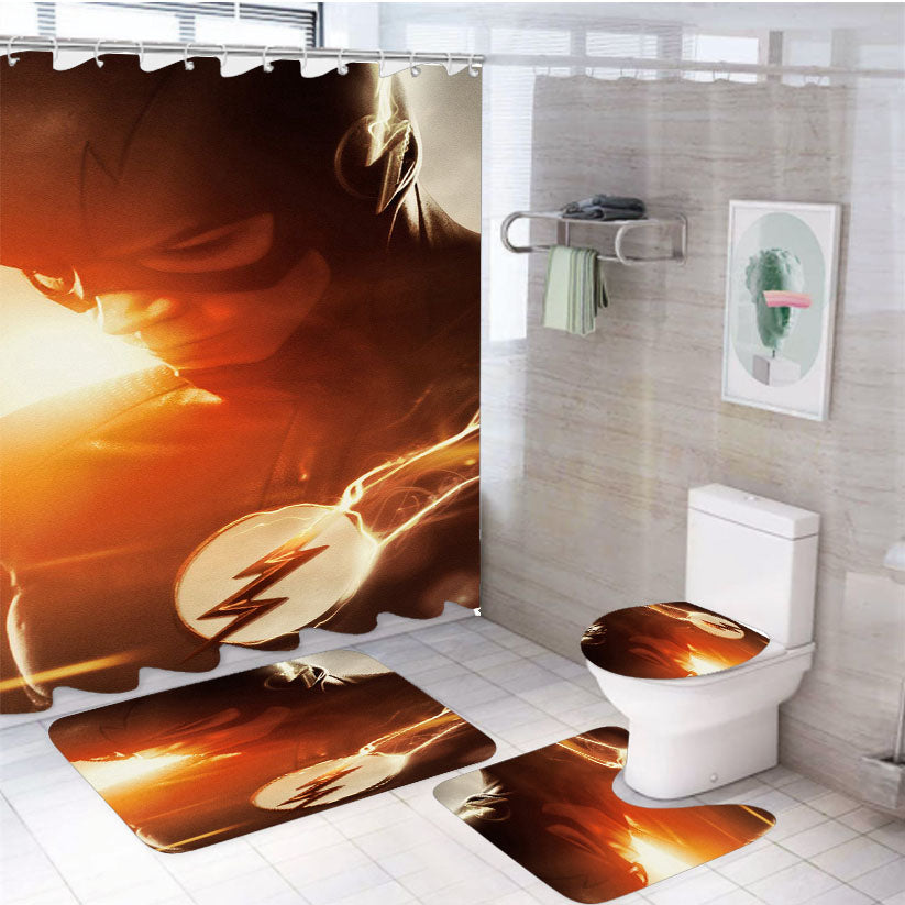 The Flash Tv Series Hero Film Art 4Pcs Bathroom Set Shower Curtain