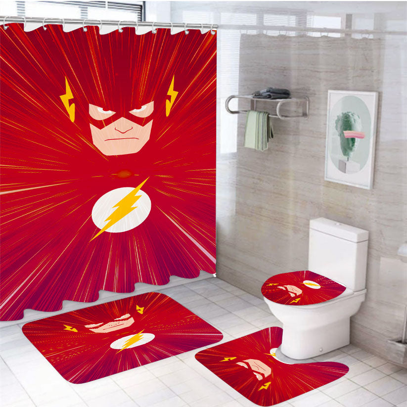 The Flash Vector 4Pcs Bathroom Set Shower Curtain