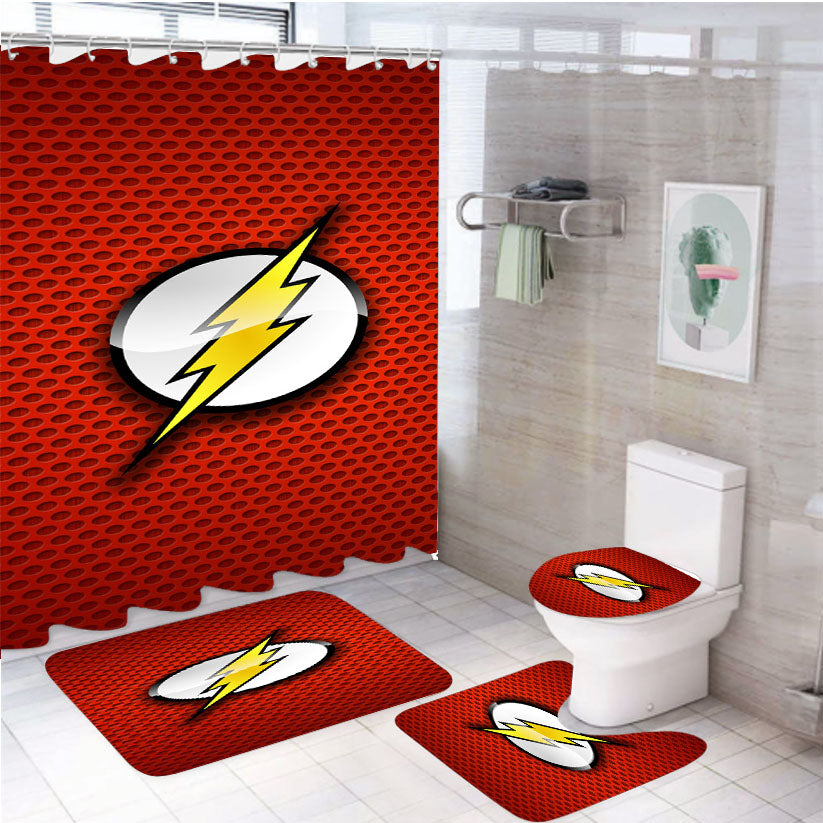 The Justice League The Flash 4Pcs Bathroom Set Shower Curtain
