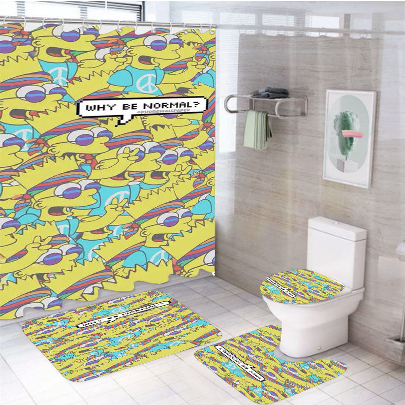 Why Be Normal - Simpson 4Pcs Bathroom Set Shower Curtain