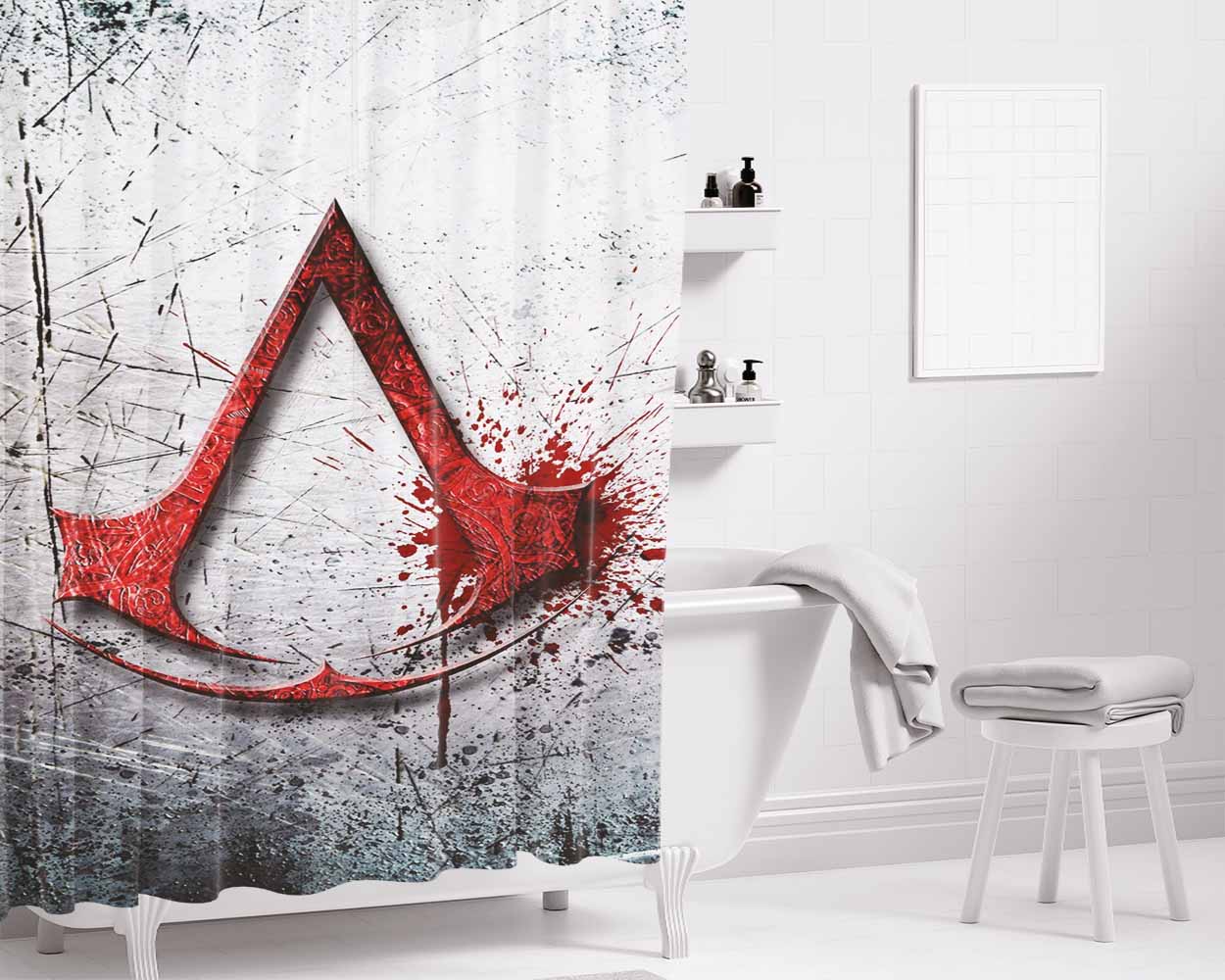 Assassins Creed Logo Bathroom Shower Curtain Fabric Waterproof | 66 X 72 Inch