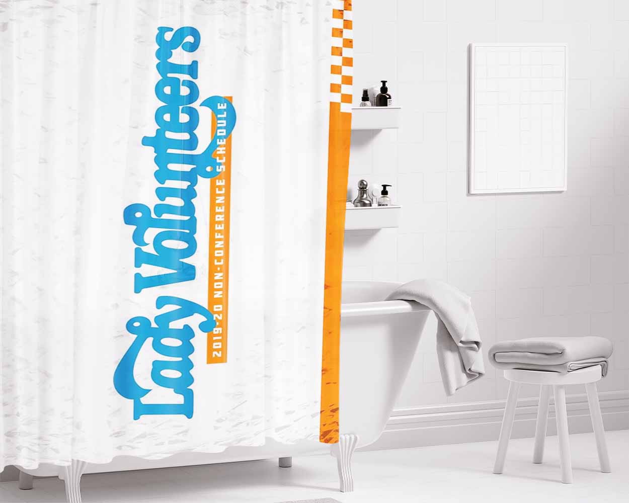 Lady Volunteers University Of Tennessee Art Bathroom Shower Curtain Fabric Waterproof | 66 X 72 Inch