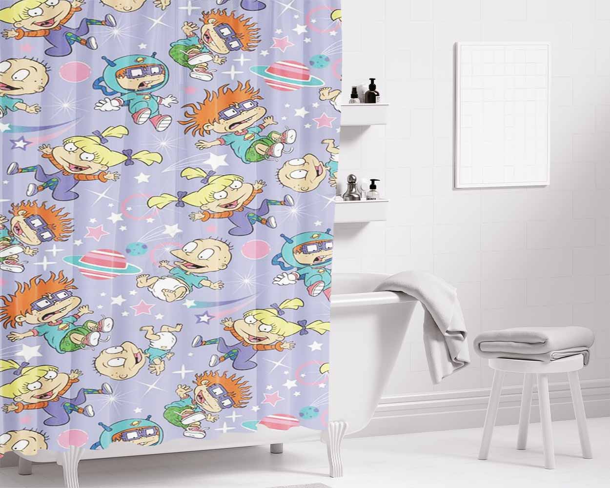 The Rugrats Pattern Acid Galaxy Bathroom Shower Curtain Fabric Waterproof | 66 X 72 Inch