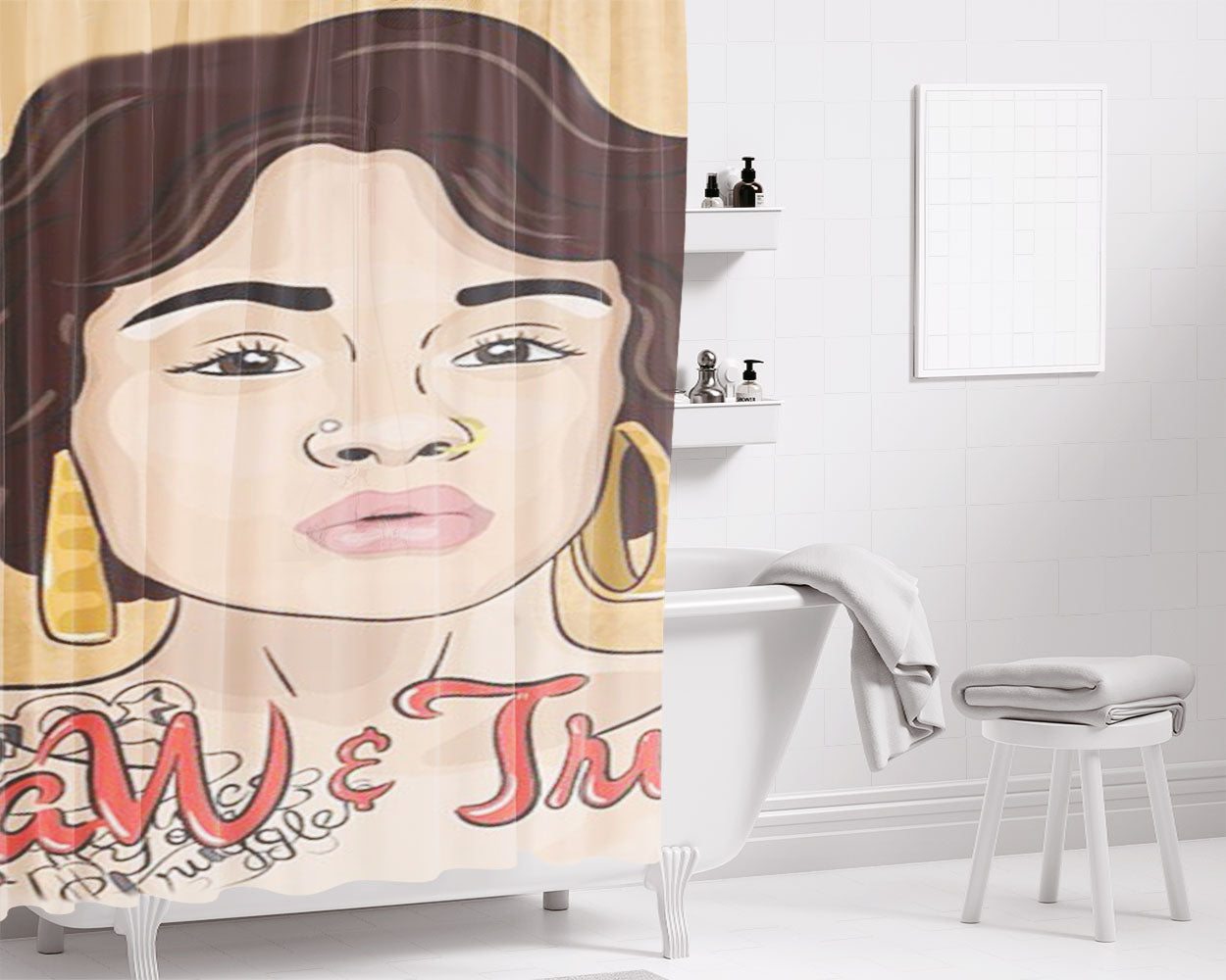 Kehlani Bathroom Shower Curtain Fabric Waterproof | 66 X 72 Inch