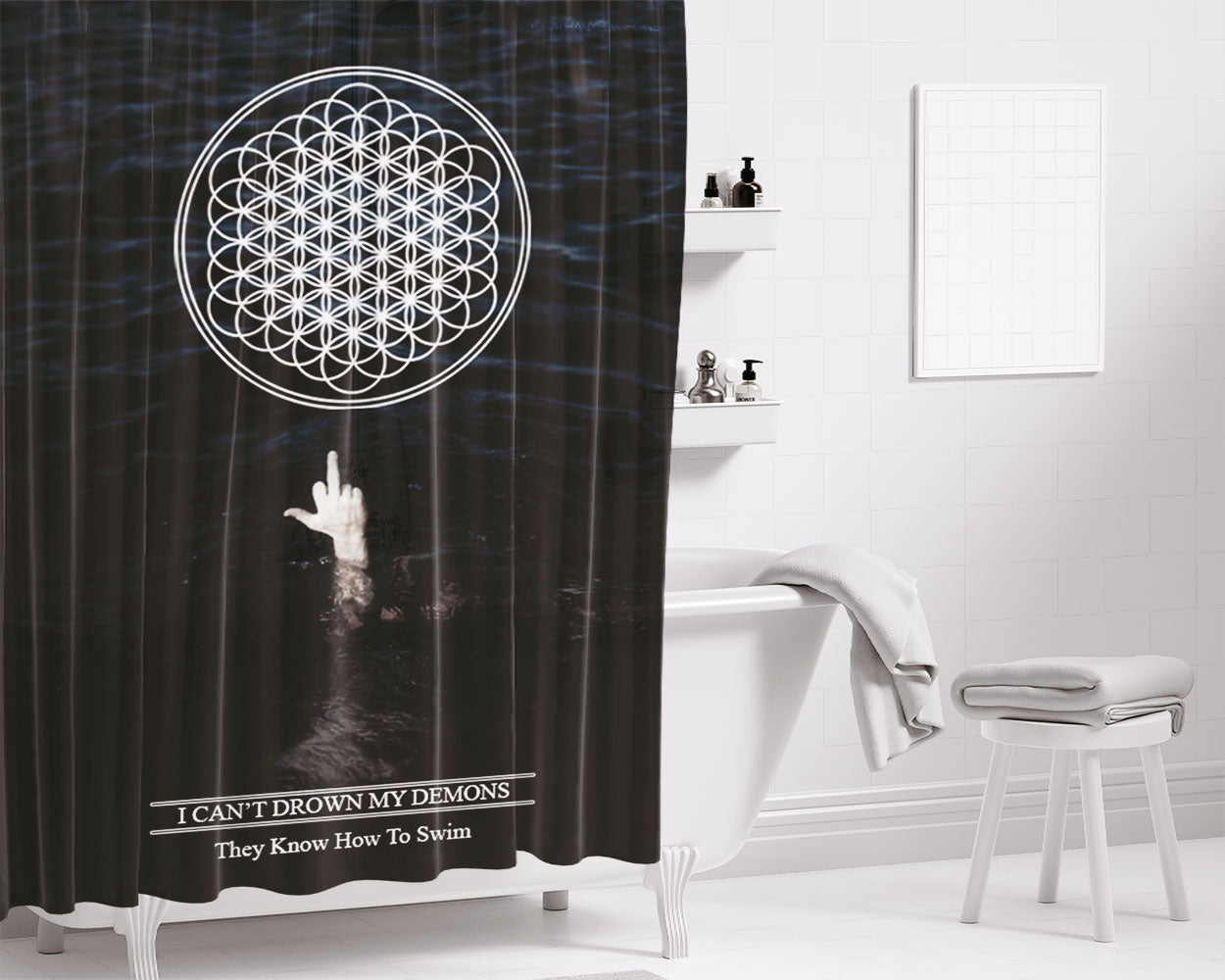 Large Piece Can You Feel My Heart Bathroom Shower Curtain Fabric Waterproof | 66 X 72 Inch