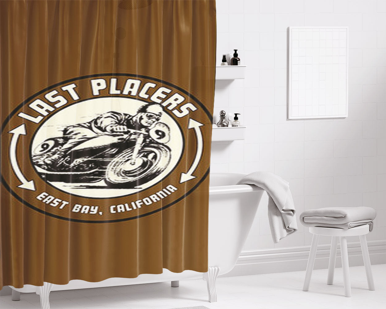 Last Placers Logo Brown Bathroom Shower Curtain Fabric Waterproof | 66 X 72 Inch