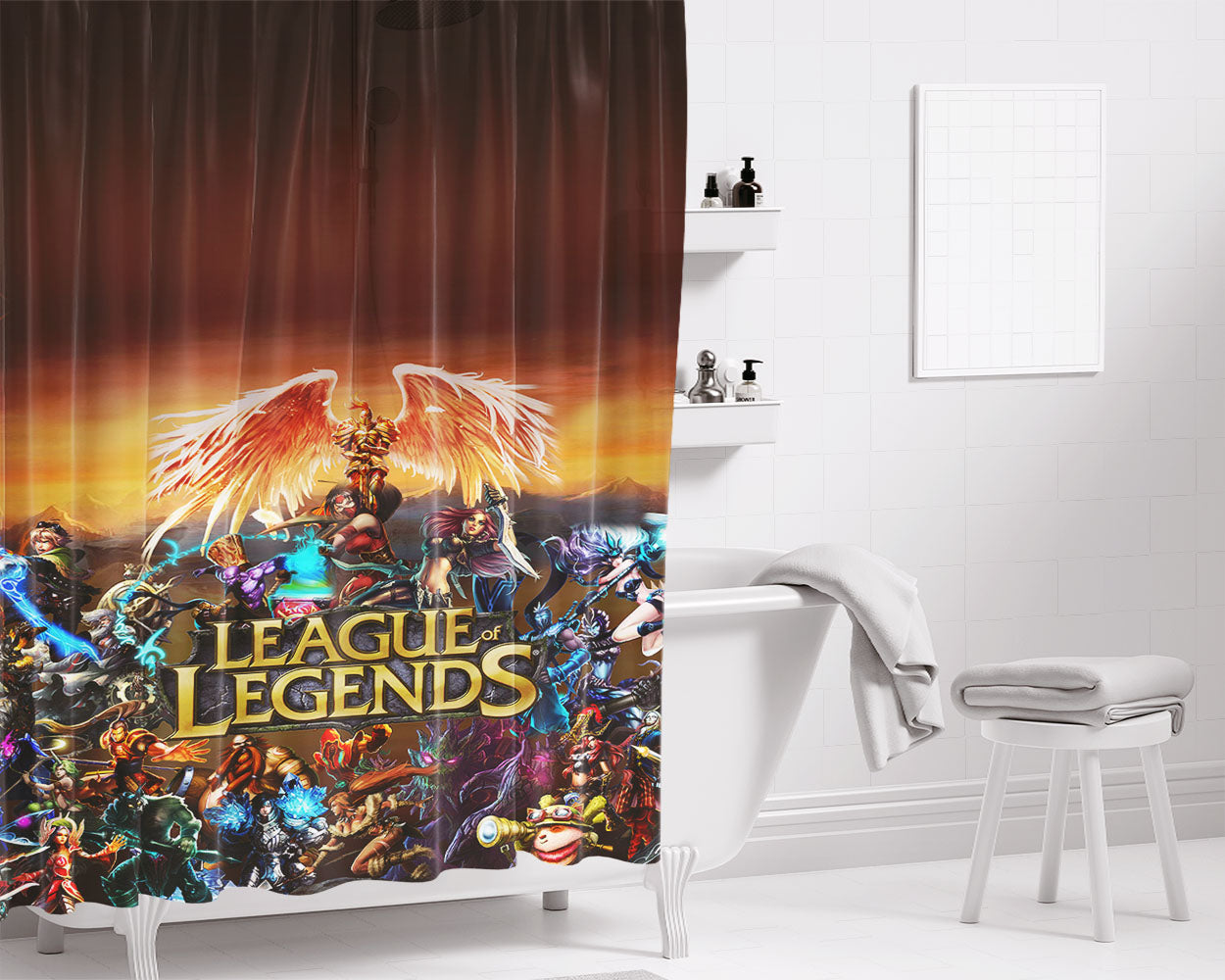 League Legends Bathroom Shower Curtain Fabric Waterproof | 66 X 72 Inch
