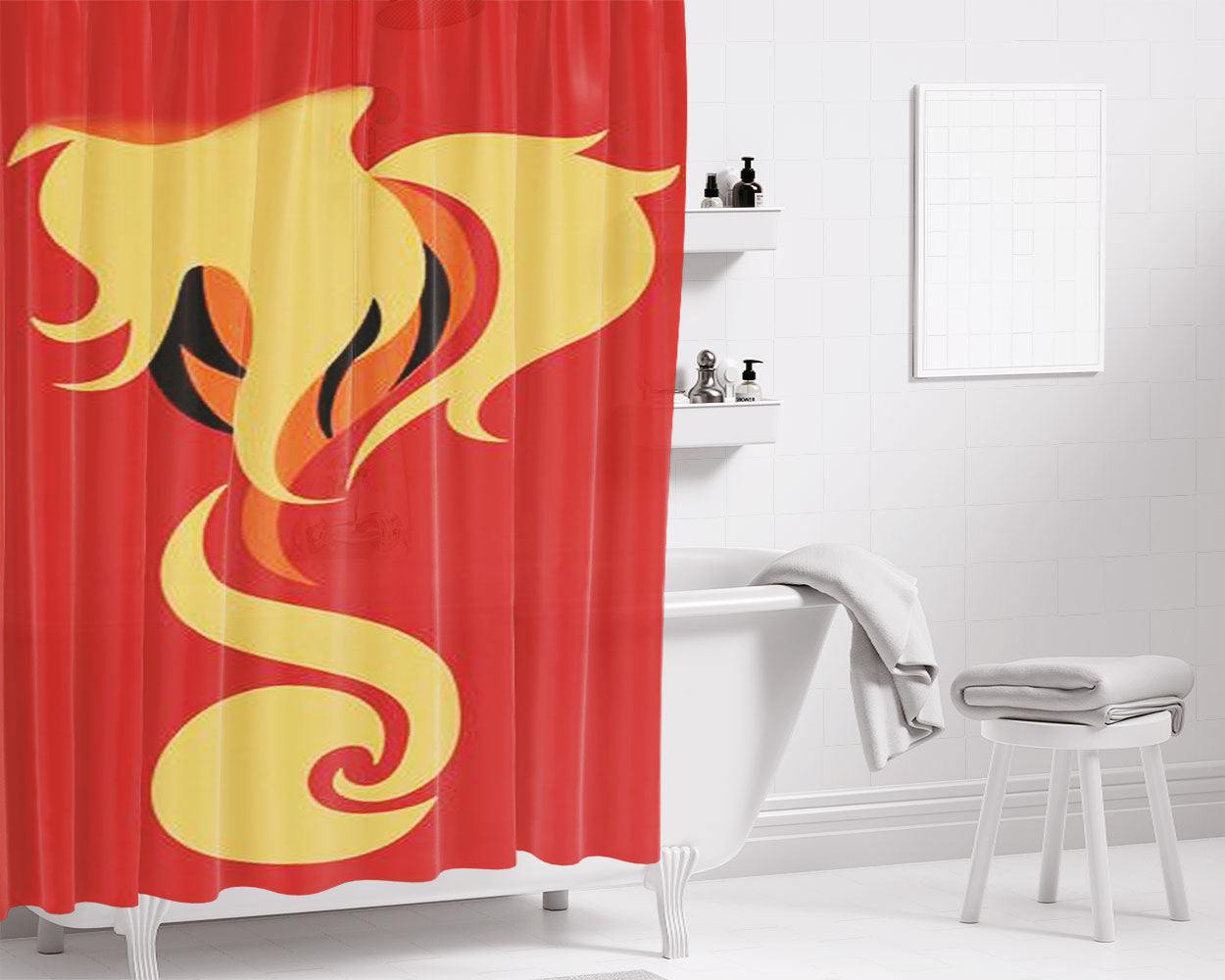 Legendary Flame Arcanine Graceful Bathroom Shower Curtain Fabric Waterproof | 66 X 72 Inch
