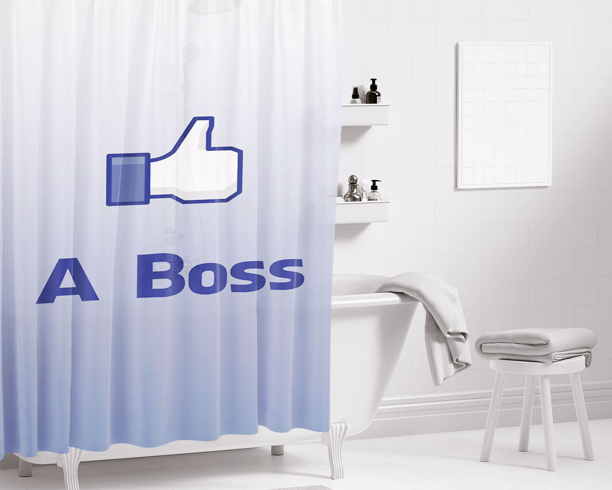 Like A Boss Bathroom Shower Curtain Fabric Waterproof | 66 X 72 Inch