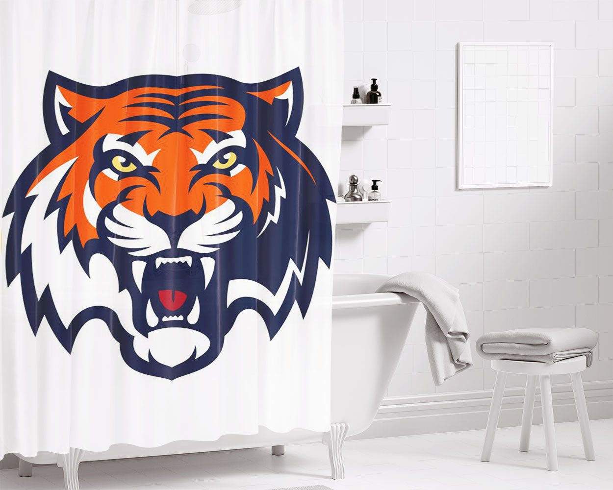 Lion Rangers Orange Bathroom Shower Curtain Fabric Waterproof | 66 X 72 Inch