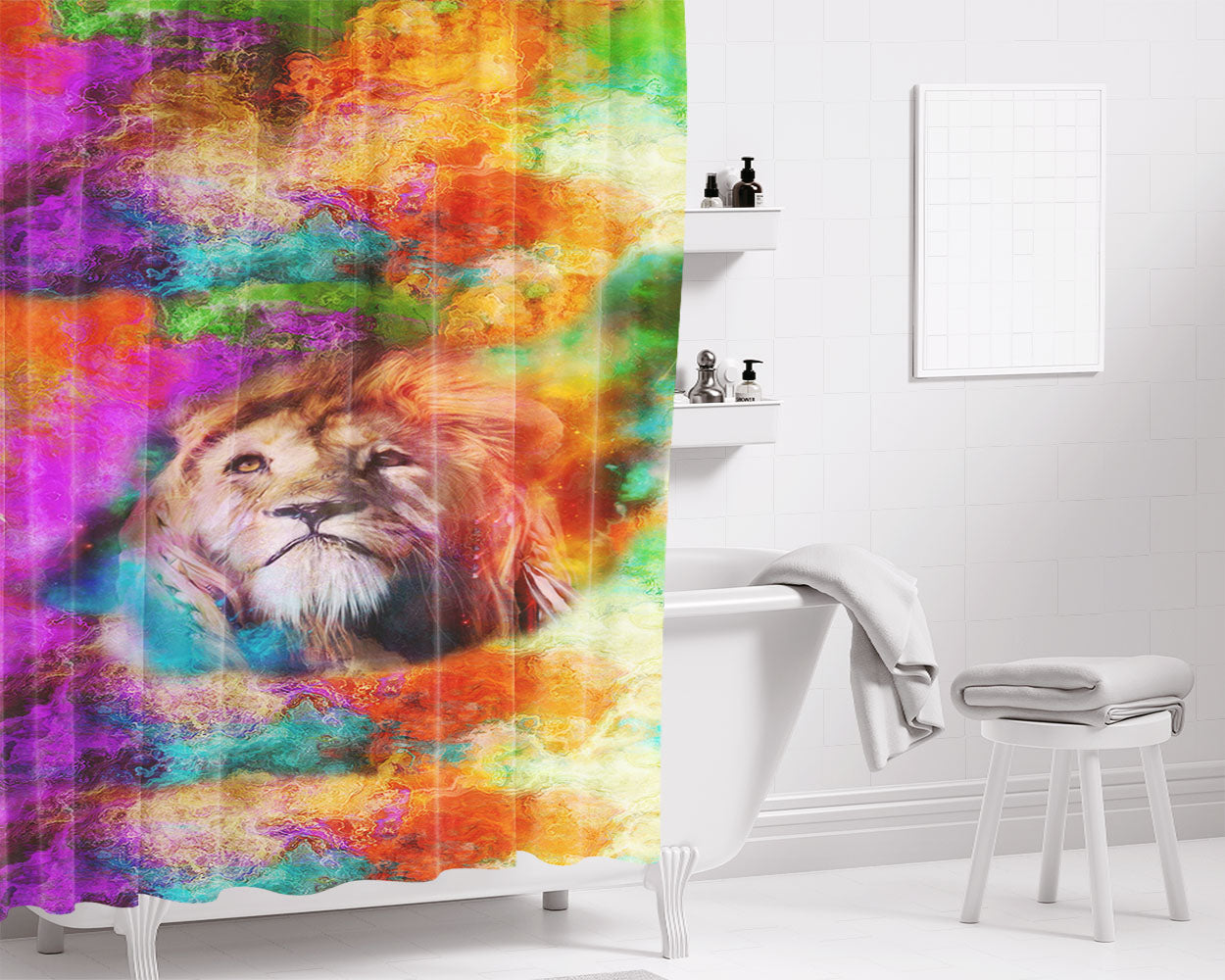Lionart Bathroom Shower Curtain Fabric Waterproof | 66 X 72 Inch
