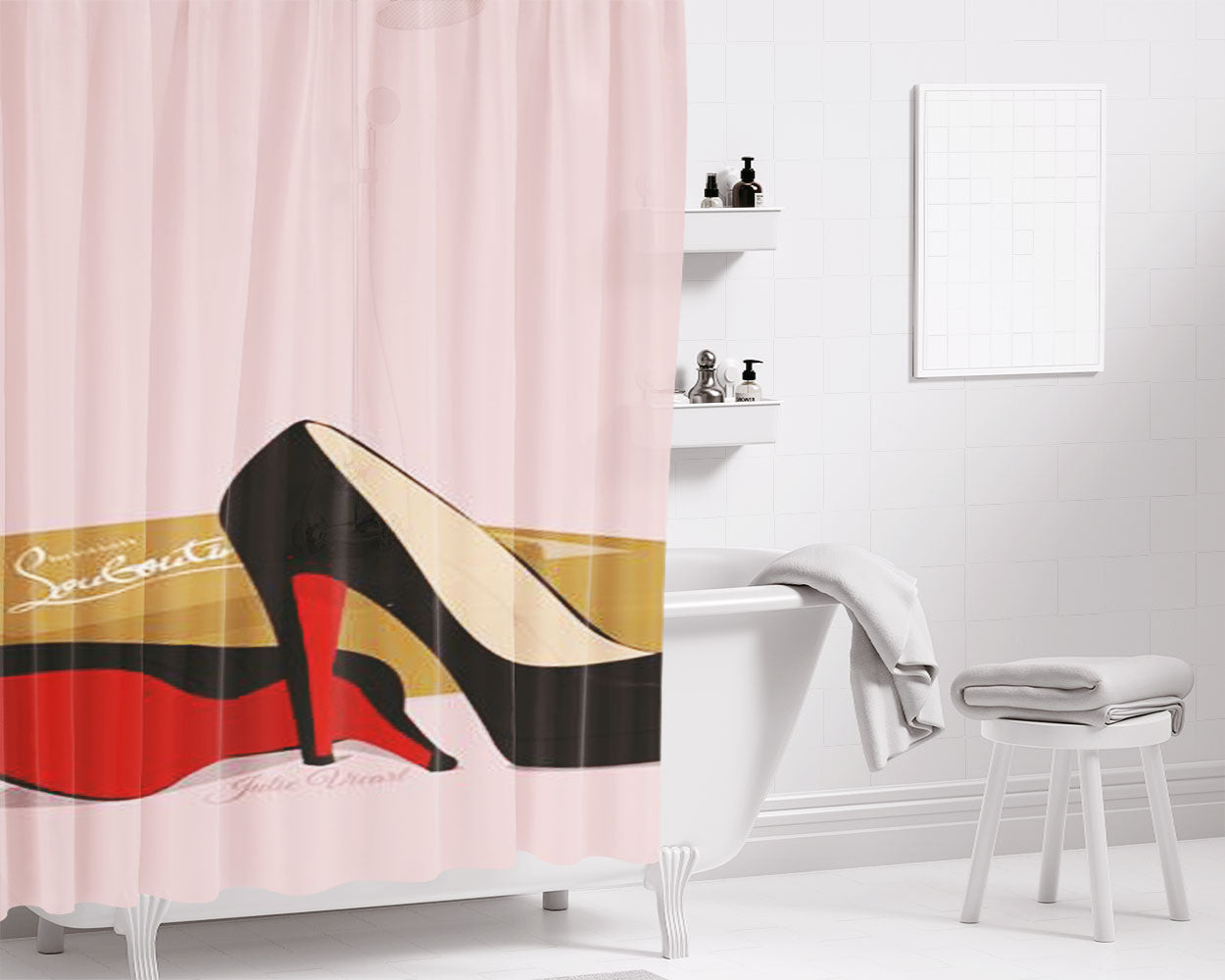 Louboutin Fashion Bathroom Shower Curtain Fabric Waterproof | 66 X 72 Inch