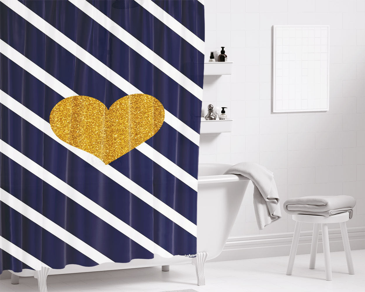 Love Collage Bathroom Shower Curtain Fabric Waterproof | 66 X 72 Inch