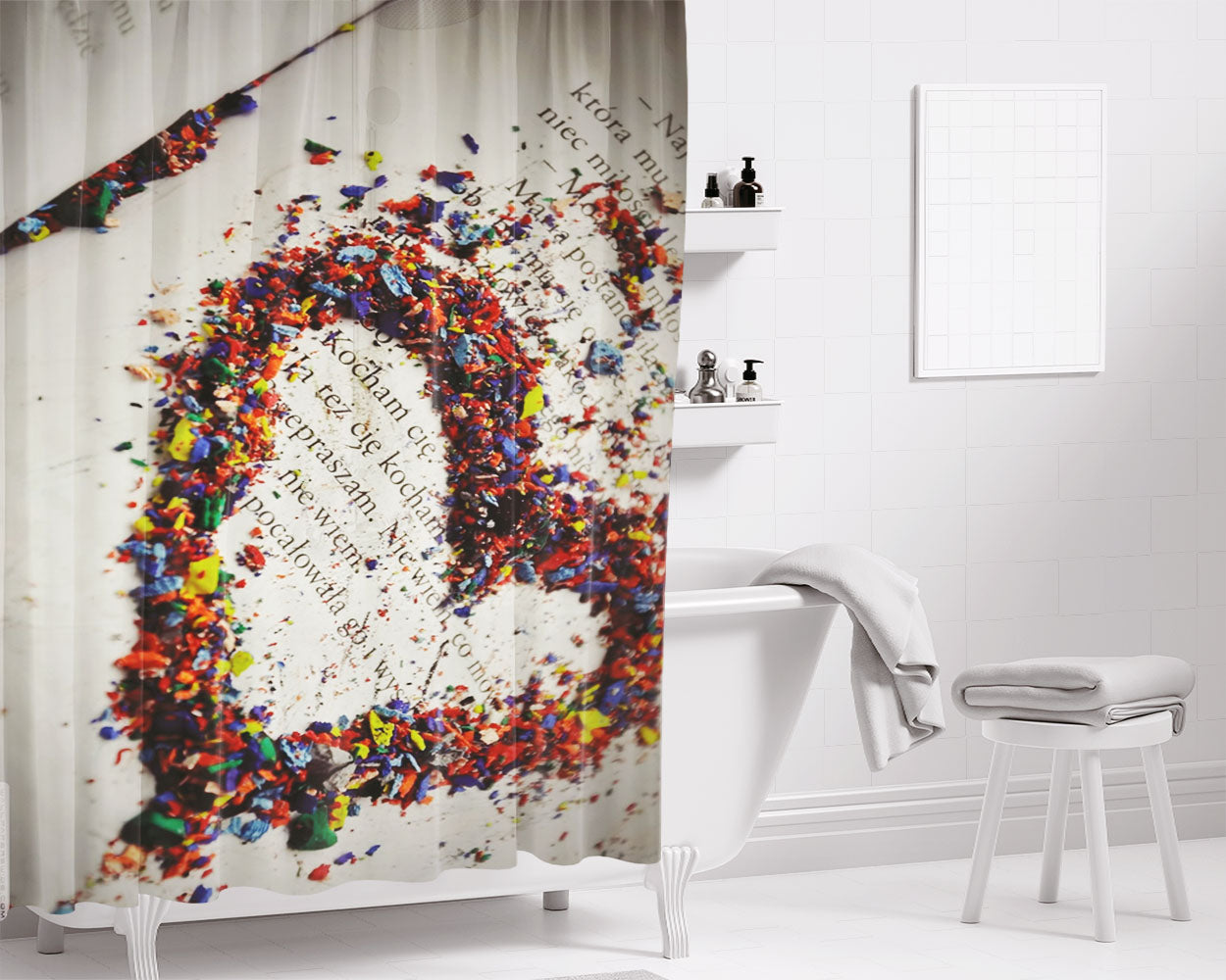 Love Gold Bathroom Shower Curtain Fabric Waterproof | 66 X 72 Inch