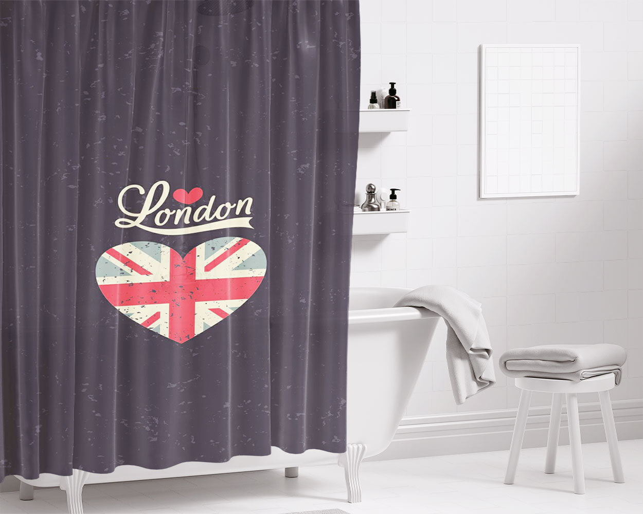 Love Is Up Bathroom Shower Curtain Fabric Waterproof | 66 X 72 Inch