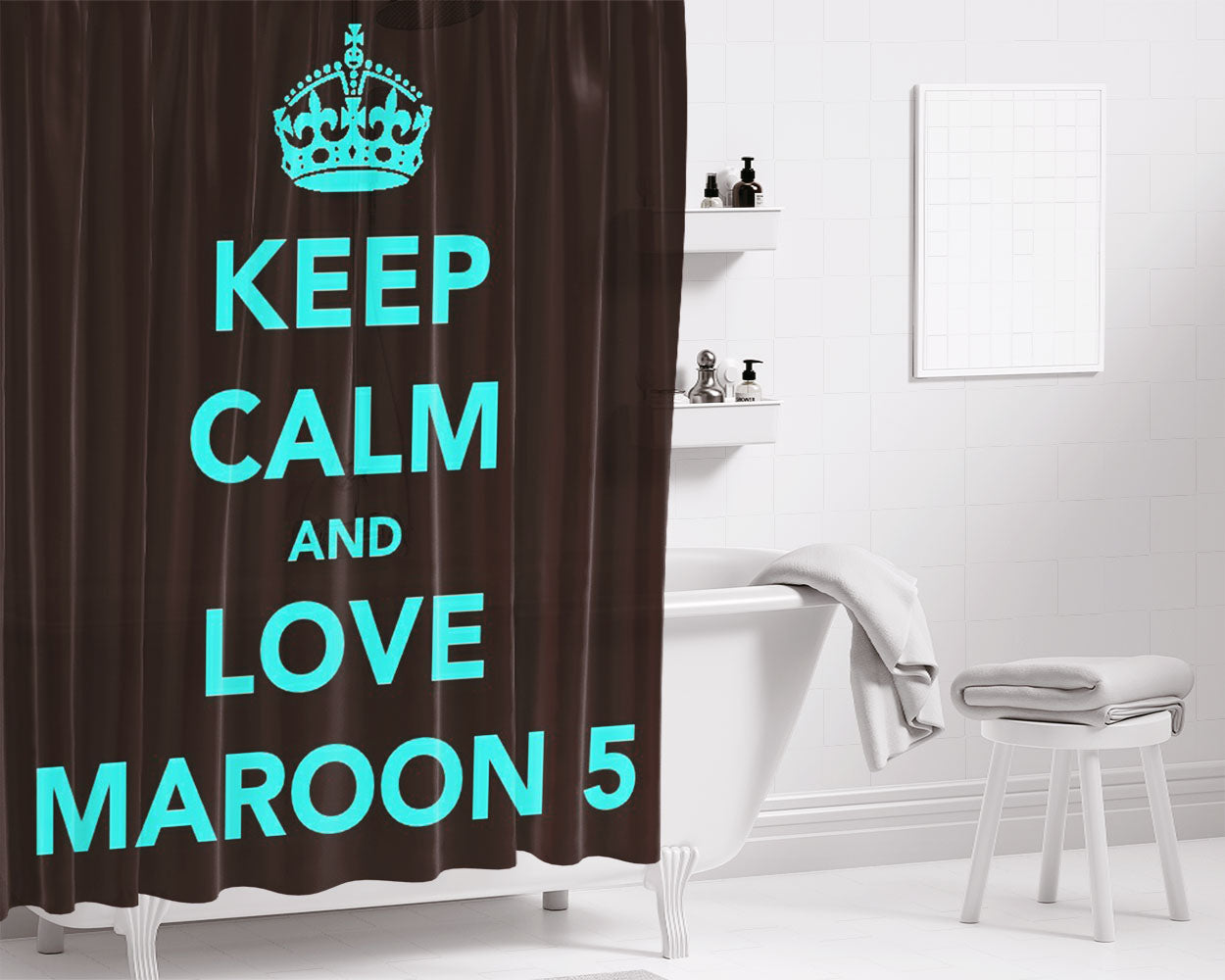 Love London Bathroom Shower Curtain Fabric Waterproof | 66 X 72 Inch