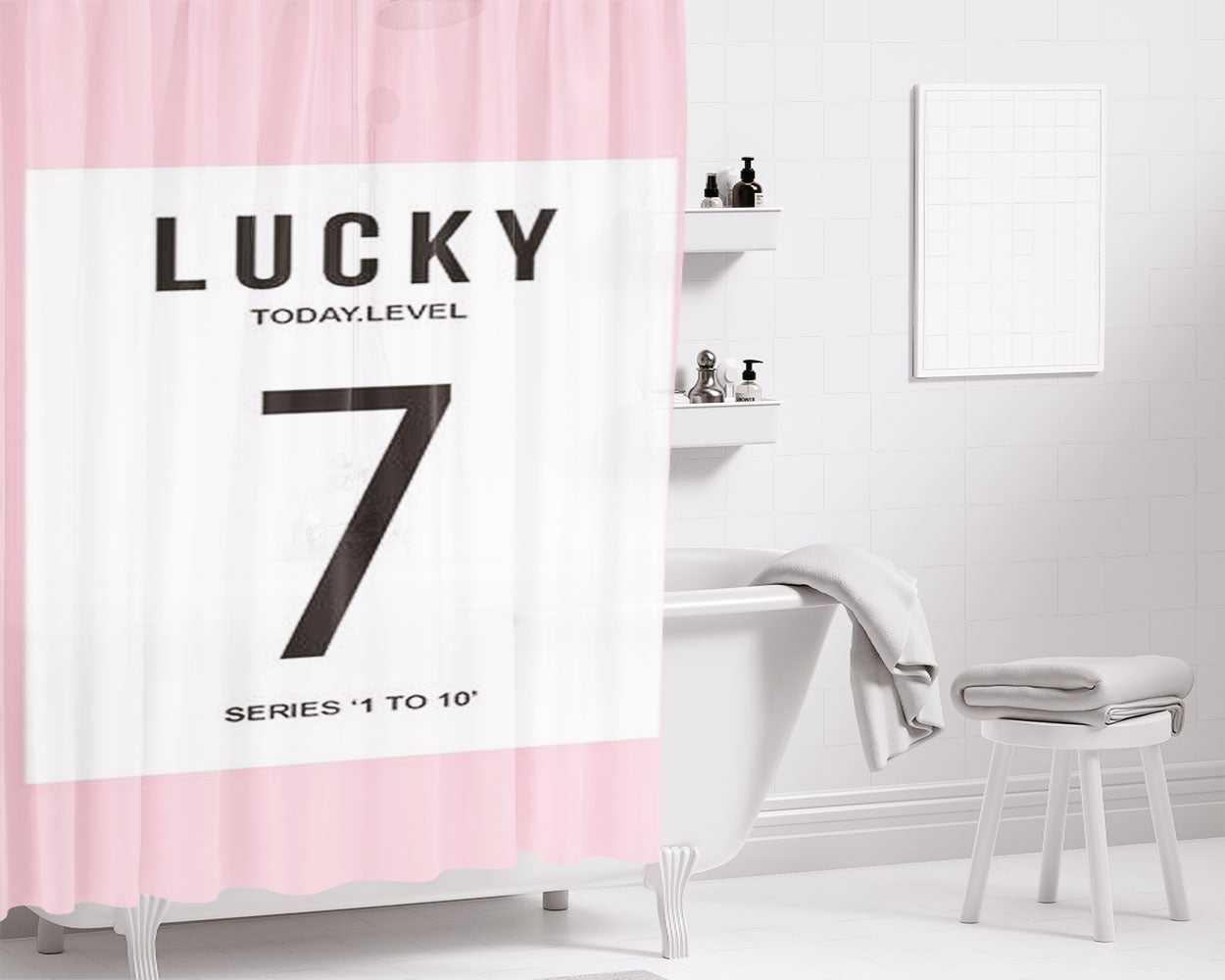 Lucky Seven Bathroom Shower Curtain Fabric Waterproof | 66 X 72 Inch