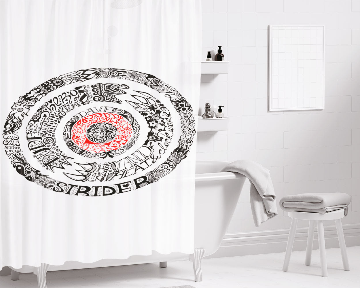 Lyric Dave Strider Bathroom Shower Curtain Fabric Waterproof | 66 X 72 Inch