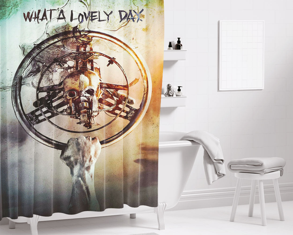 Mad Furry What A Lovely Day Bathroom Shower Curtain Fabric Waterproof | 66 X 72 Inch