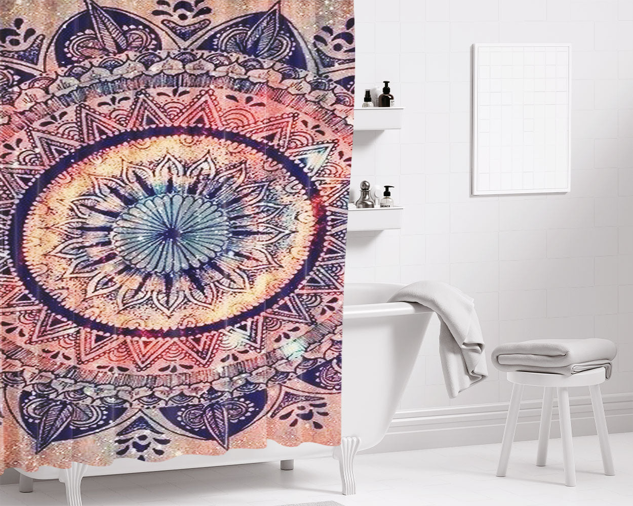 Mandala Bathroom Shower Curtain Fabric Waterproof | 66 X 72 Inch