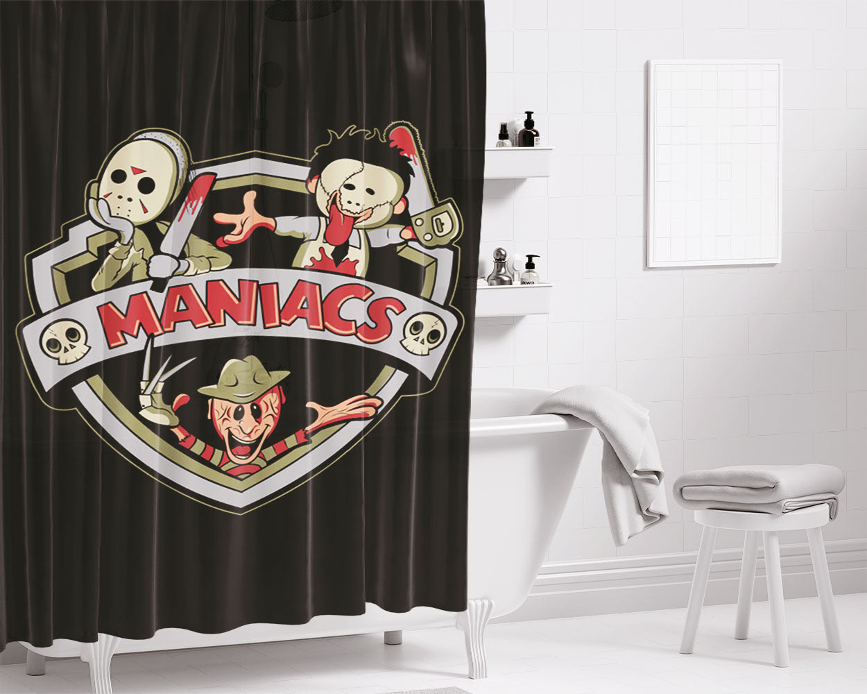 Maniacs Bathroom Shower Curtain Fabric Waterproof | 66 X 72 Inch