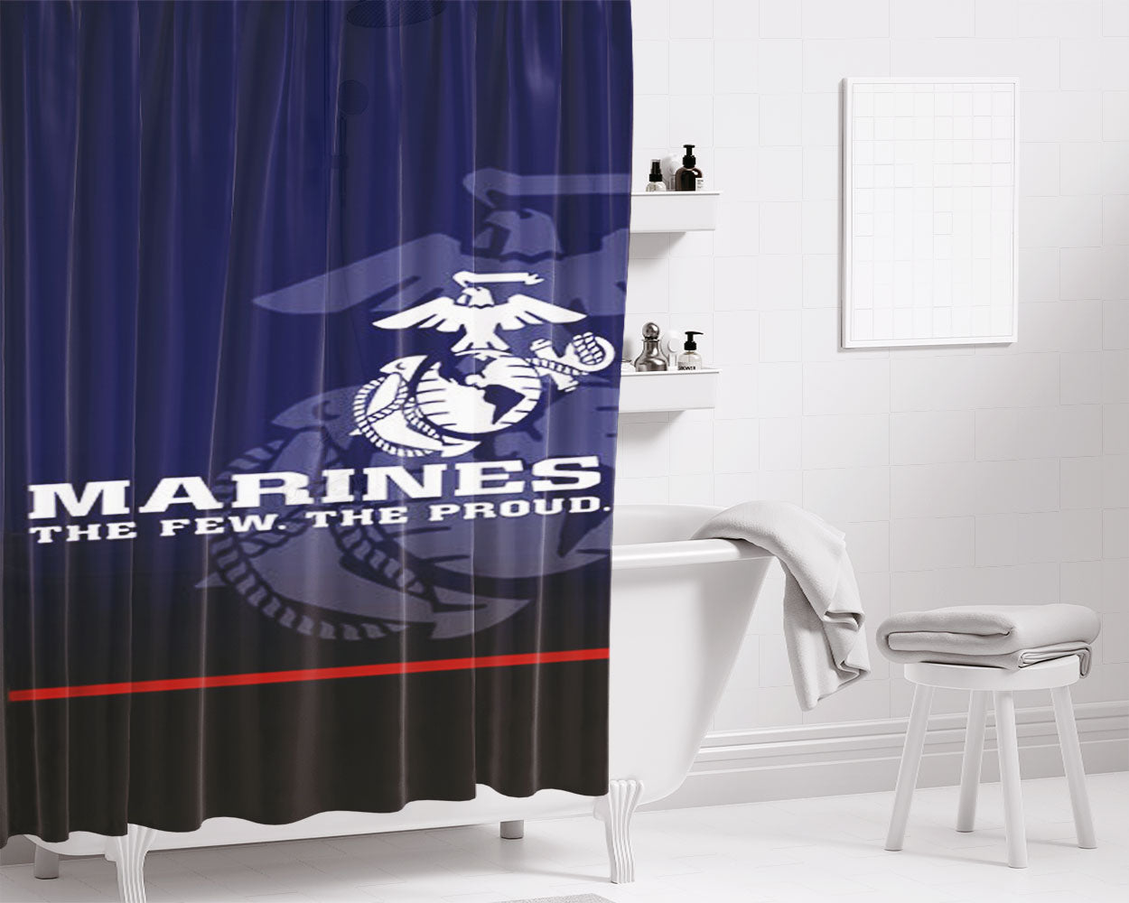 Marine Art Bathroom Shower Curtain Fabric Waterproof | 66 X 72 Inch