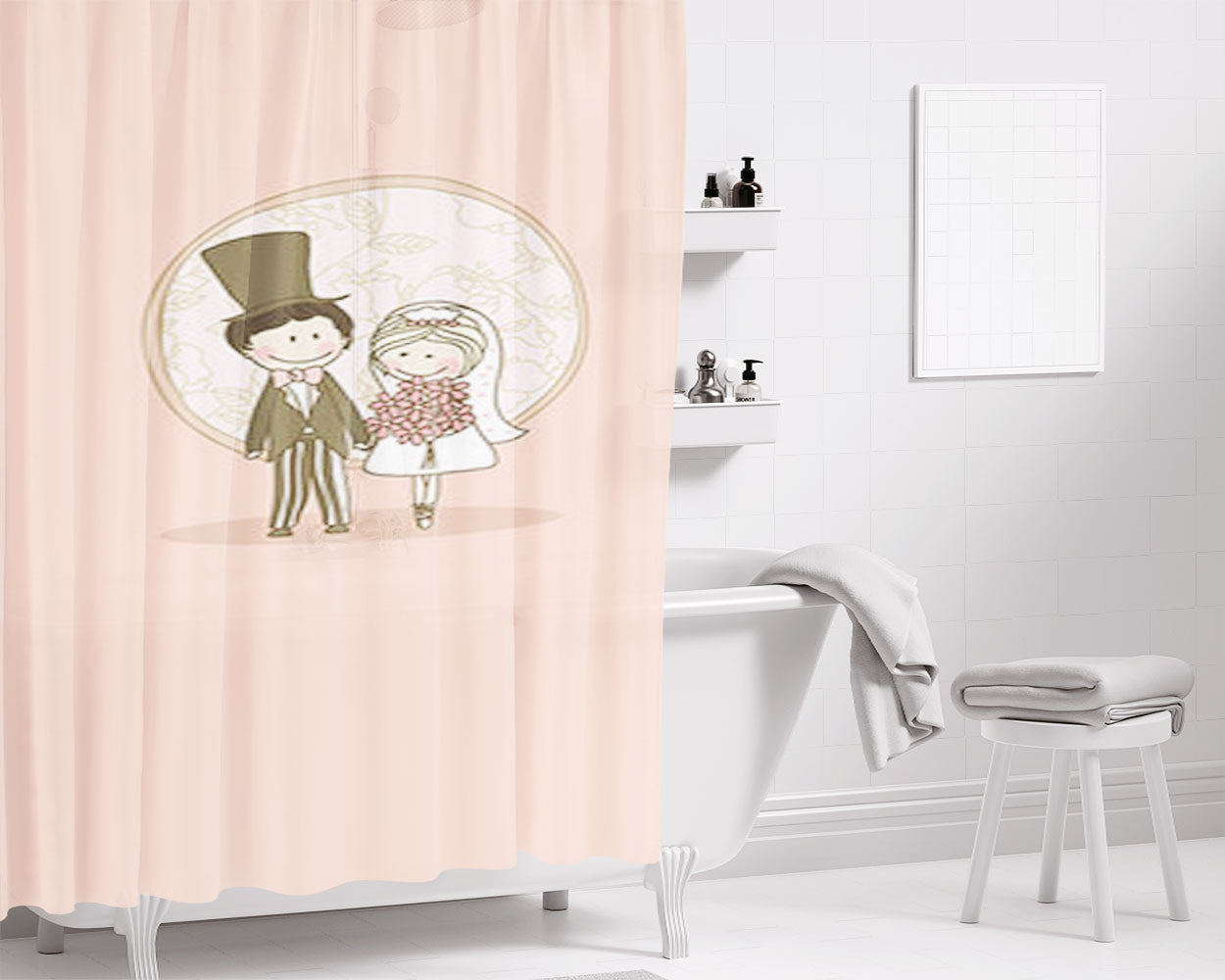 Married Bathroom Shower Curtain Fabric Waterproof | 66 X 72 Inch